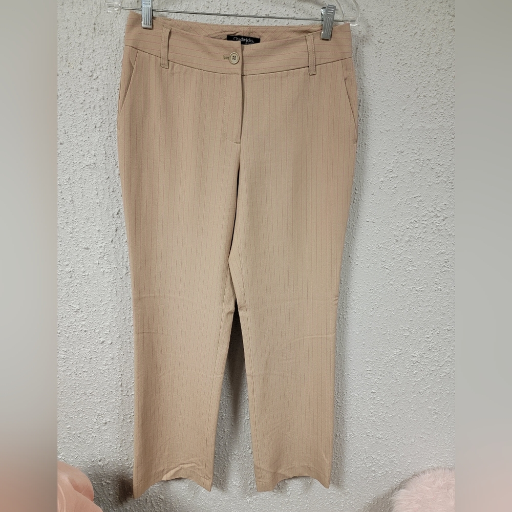 Chadwicks - Women's Tan & Pink Pinstripes